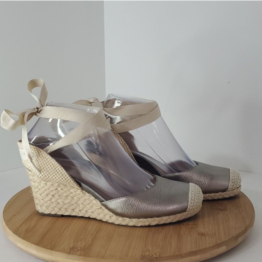 Vionic Women's Aruba Maris Lace-up Wedge Pewter Leather Size 6 or 7 (runs large)